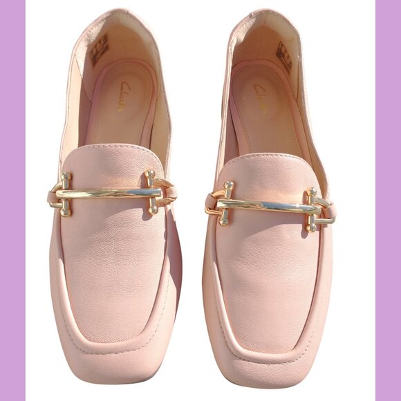 Women's Pure Block-Heel Leather Pink Loafers, size 6 - Picture 3 of 13